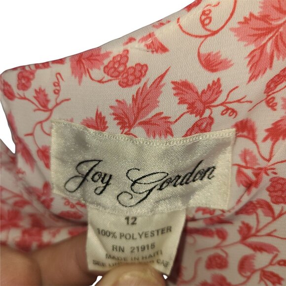33. Joy Gordon Vintage Floral Print Dress red and white size 12 - Picture 5 of 10